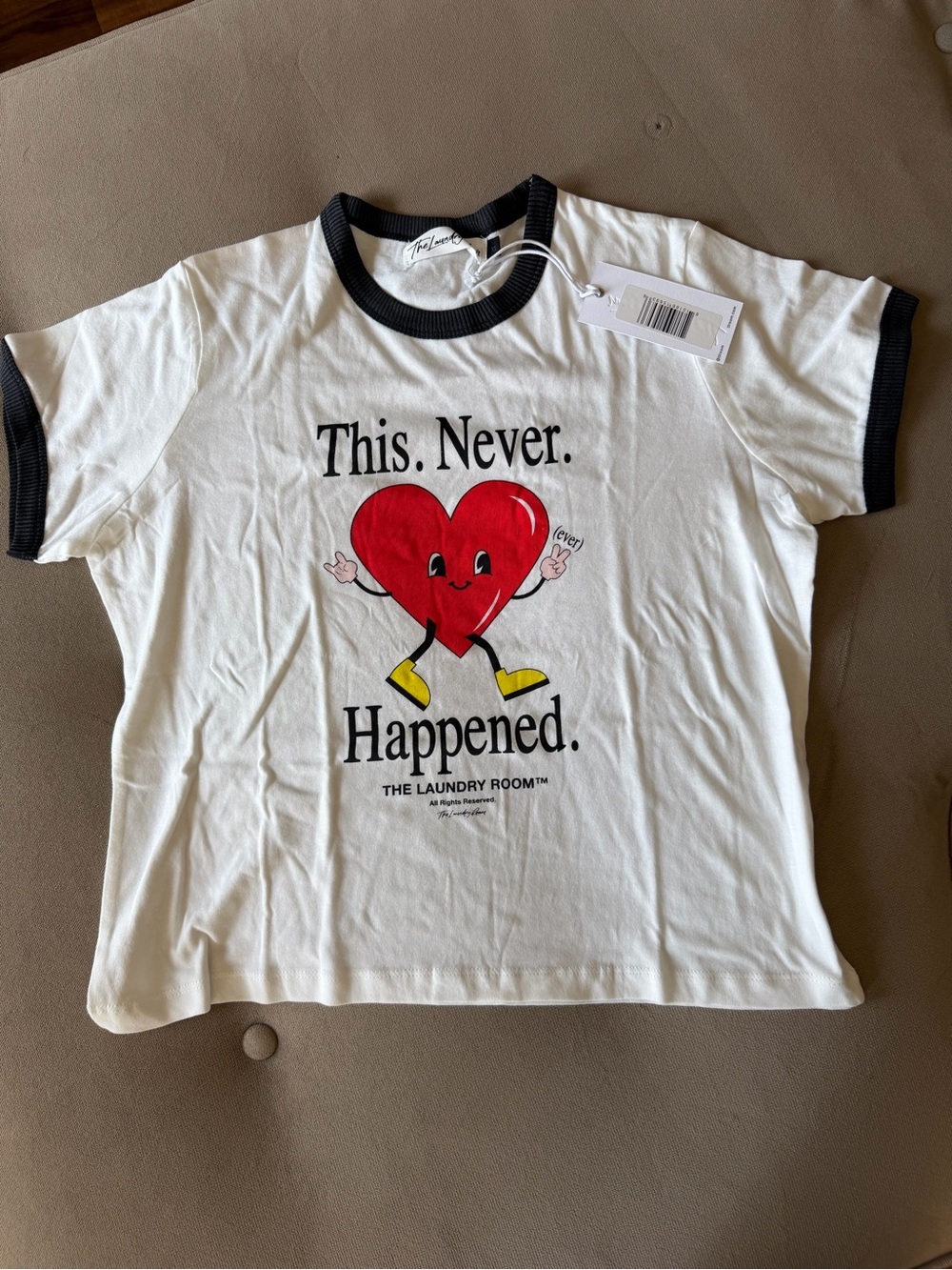The Laundry Room 'This. Never. Happened.' Graphic Ringer Tee - White/Black